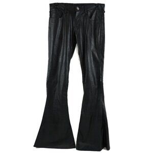 Junya Watanabe Leather 5-Pocket Flare Pants in Black (Details For Size) SAMPLE